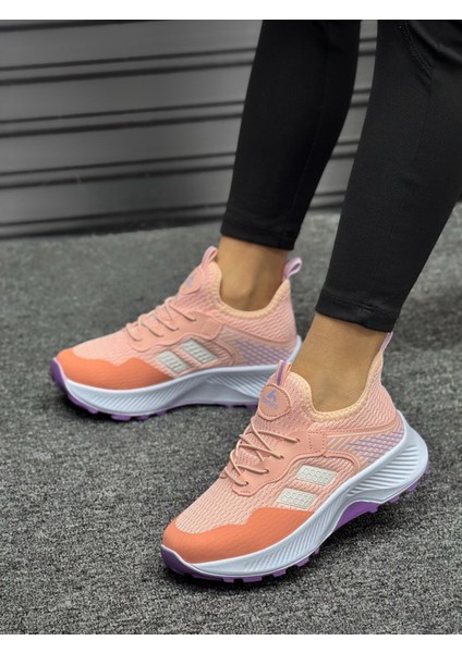 Unisex Çocuk Bağcıklı Poli Taban Triko Spor Ayakkabı-Pudra-Lila modelleri