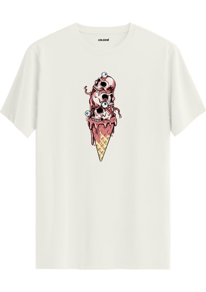 Kafatası Dondurma Göz Baskılı Regular Tişört %100 Pamuk Premium Kumaş