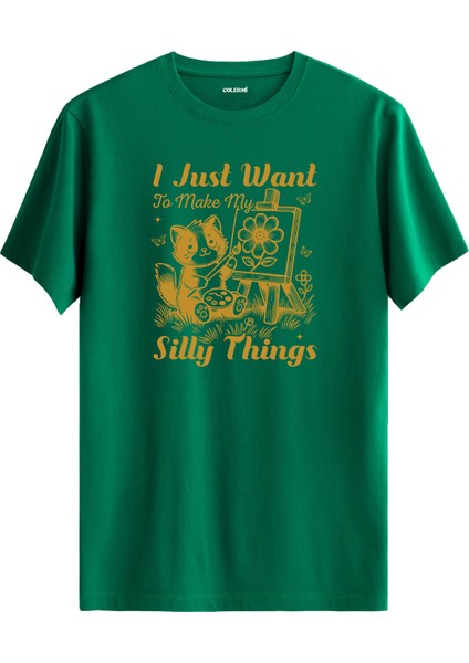 Kedi Çizim Tuval Baskılı Regular Tişört %100 Pamuk Premium Kumaş