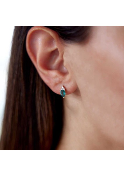 Yeşil Damla Taşlı Küpe