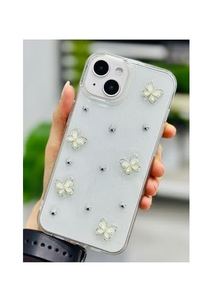 Aksesuar Iphone 13-14 ve 15 ile Uyumlu Inci Kelebek Oyuncak Tasarımlı Esnek Silikon Kılıfı modelleri