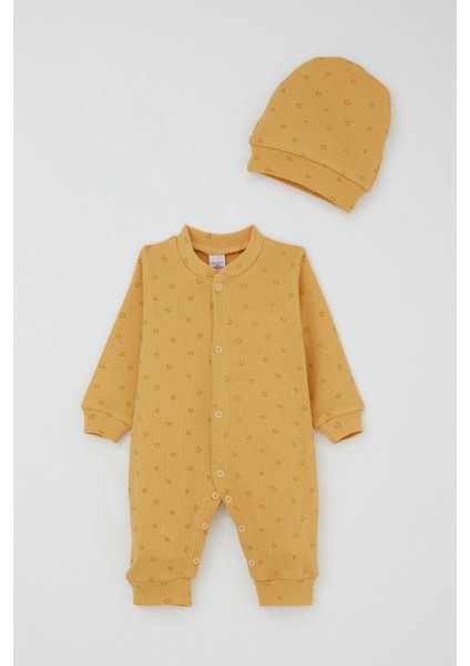 Erkek Bebek Tulum Mini Geometrikşekiller 0-6 Ay, Hardal Sarı