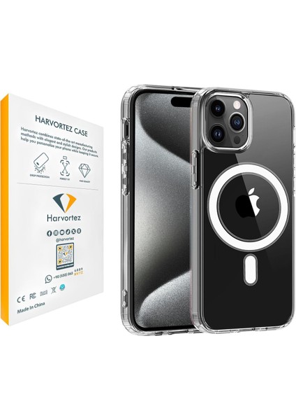 iPhone 16 Pro, ile Uyumlu Şeffaf Güçlü Manyetik Kılıf, Ultra Berrak, Pc Çevre Dostu Malzeme, Logo Görünür Kapak, Tam Uyumlu, Köşe Darbe Emici Yastıklı Premium Case (Şeffaf)