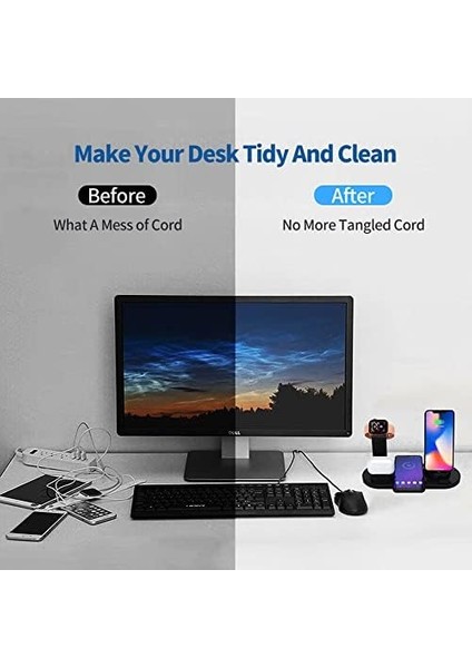 4'ü 1 Arada Kablosuz Şarj Yuvası, Mikro/tip C Telefonlar Için 360 Derece Dönen Şarj Yuvası, Iwatch Serisi, Airpods, Iphone, Galaxy Için Qi Hızlı Şarj Yuvası modelleri