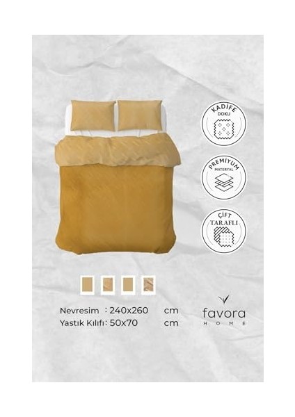 Kadife Çift Kişilik Yatak Örtüsü (Gold) fiyatları