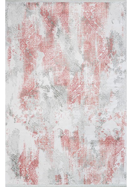 Joy Modern Pembe Pamuk Dikdörtgen Modern Desenli Akrilik Hav Vermeyen Leke Tutmayan Kolay Temizlenen Yumuşak Makine Salon Yolluk Mutfak Halı