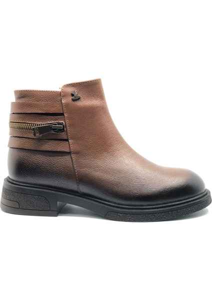 Kadın Hakiki Deri Fermuar Detaylı Bot 2551022K - Taba - 36 fiyatları
