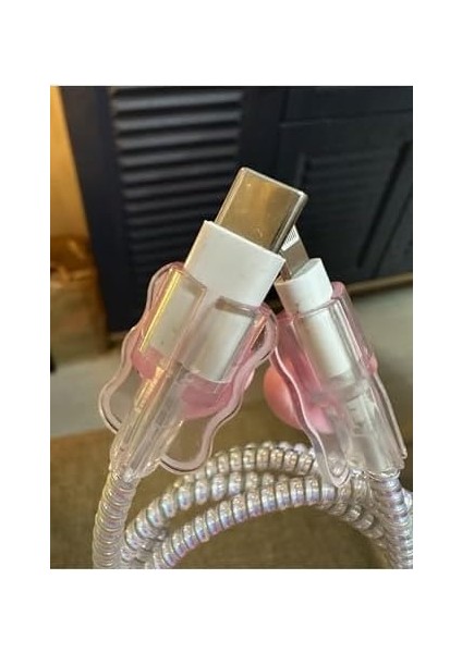 Aksesuar iPhone 18/20 W Şarj Cihazı ile Uyumlu 5 Parça Şarj Koruma Seti Kalp Model - Pembe modelleri