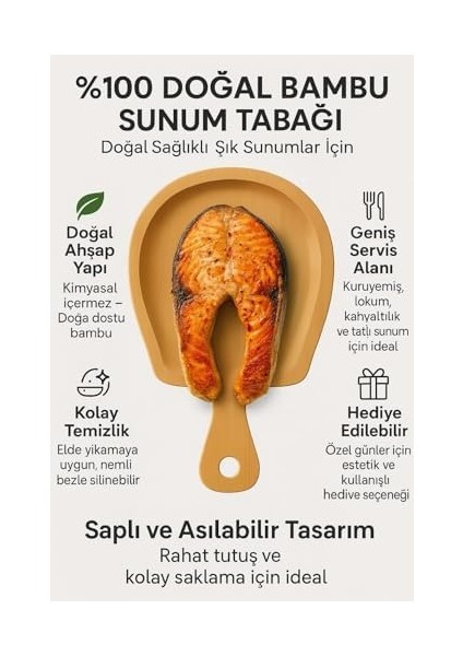 High-Tech Bambu Sunum Tabağı - Doğal Ahşap Servis Tahtası, Şık Saplı Sunum Tepsisi, Çevre Dostu Mutfak Ürünü, Kahvaltı ve Atıştırmalık Için Ideal, Leke Tutmaz - Eko Tasarım modelleri