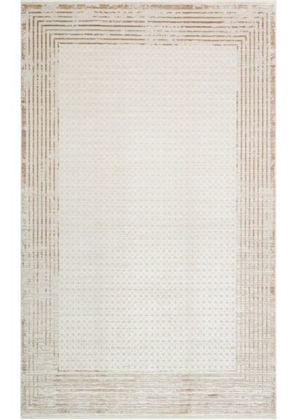 Denver Klasik Krem Viskon Dikdörtgen Modern Desenli Akrilik Hav Vermeyen Leke Tutmayan Kolay Temizlenen Yumuşak Makine Salon Yolluk Mutfak Halı