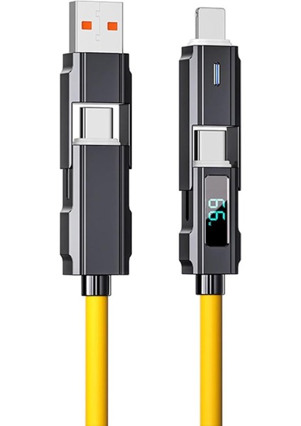 4 In 1 LED Ekranlı 65W-27W Pd USB Ios Type C Super Turbo Fast Aaa+ Kalite Şarj ve Data Kablosu
