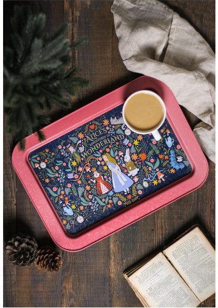 Tales Alices Desenli Dikdörtgen Tepsi 32X43 cm (Tales Alices)