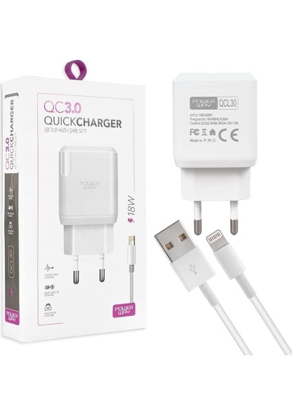 Iphone 18W Hızlı Şarj Lightning Şarj Cihazı (Kablo Dahil)