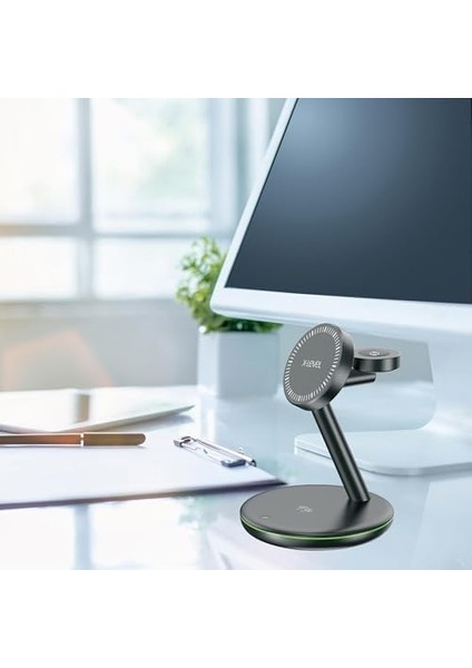 X-Multimag Iphone/ Watch/airpods Ile Uyumlu Magsafe Özellikli 3 In 1 Kablosuz Şarj Istasyonu, 33W Hızlı Şarj, Aynı Anda 3 Cihaz Şarj Etme, Araç ve Masaüstü KULLANIM,XC4053 Siyah modelleri