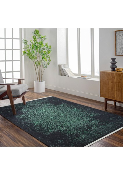 Yeşil Klasik Etnik Modern Desenli Pamuk Makinada Yıkanabilir Hav Toz Vermez Leke Tutmayan Kaymaz Taban Dijital Makine Baskı Salon Yolluk Mutfak Halı fiyatları