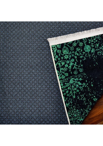 Yeşil Klasik Etnik Modern Desenli Pamuk Makinada Yıkanabilir Hav Toz Vermez Leke Tutmayan Kaymaz Taban Dijital Makine Baskı Salon Yolluk Mutfak Halı indirimleri