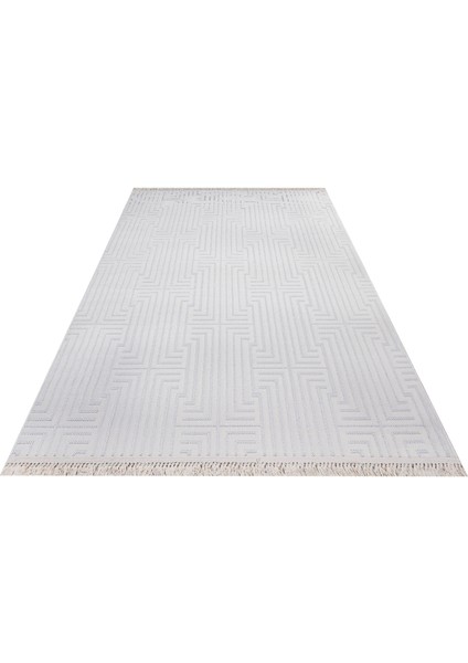 Keylani Beyaz Geometrik Etnik Modern Desenli Hav Vermeyen Leke Tutmayan Kolay Temizlenen Yumuşak Makine Salon Yolluk Mutfak Halı fiyatları