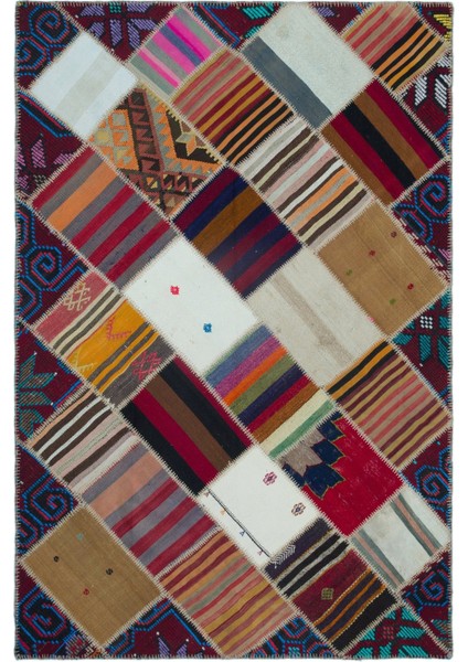 Atina Kırmızı Eskitme Yün Modern Desenli Yün Hav Toz Vermez Leke Tutmayan Salon Yolluk Mutfak El Dokuma Halı