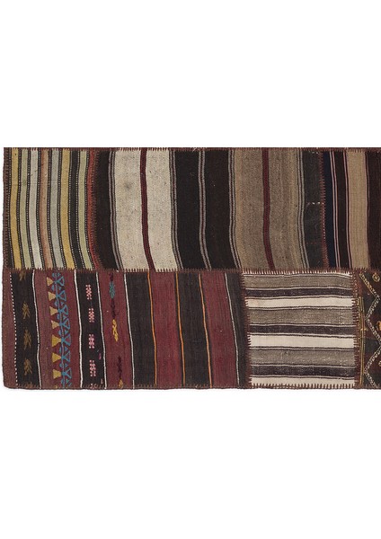 Kırmızı Patchwork Etnik Modern Desenli Yün Hav Toz Vermez Leke Tutmayan Salon Yolluk Mutfak El Dokuma Halı fırsatları
