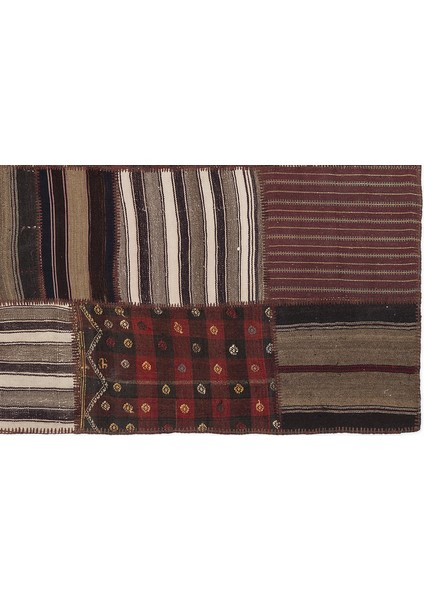 Kırmızı Patchwork Etnik Modern Desenli Yün Hav Toz Vermez Leke Tutmayan Salon Yolluk Mutfak El Dokuma Halı indirimleri