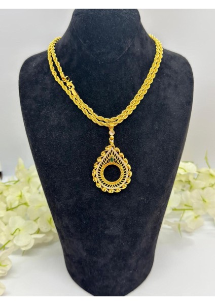 22 Ayar Altın Kaplama Özel Tasarım Tuğralık Kolye LVD825