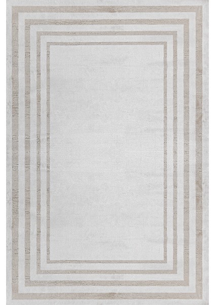 Gri Çerçeveli Etnik Modern Desenli Pamuk Makinada Yıkanabilir Hav Toz Vermez Leke Tutmayan Kaymaz Taban Dijital Makine Baskı Salon Yolluk Mutfak Halı