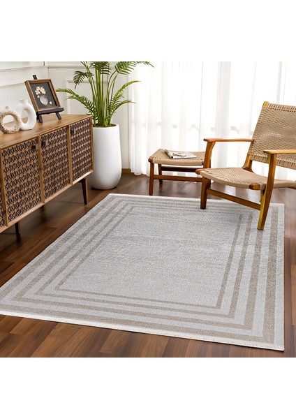 Gri Çerçeveli Etnik Modern Desenli Pamuk Makinada Yıkanabilir Hav Toz Vermez Leke Tutmayan Kaymaz Taban Dijital Makine Baskı Salon Yolluk Mutfak Halı fırsatları