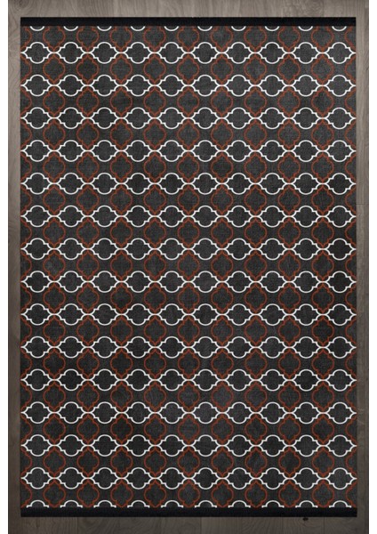 Geometrik Siyah Pamuk Daire Modern Desenli Pamuk Makinada Yıkanabilir Hav Toz Vermez Leke Tutmayan Kaymaz Taban Dijital Makine Baskı Salon Yolluk Mutfak Halı