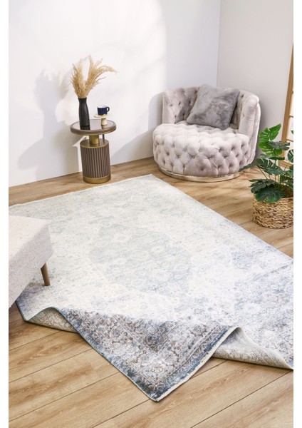 Crystal Çerçeveli Mavi Bambu Dikdörtgen Modern Desenli Akrilik Hav Vermeyen Leke Tutmayan Kolay Temizlenen Yumuşak Makine Salon Yolluk Mutfak Halı fiyatları
