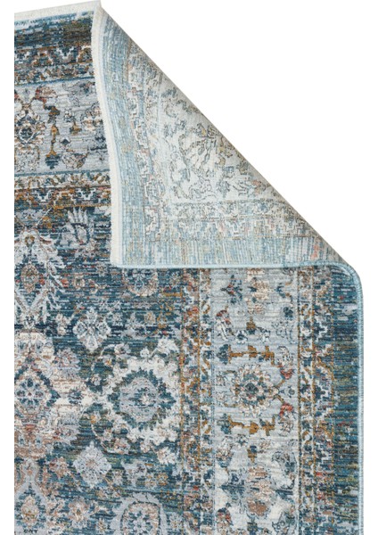 Crystal Çerçeveli Mavi Bambu Dikdörtgen Modern Desenli Akrilik Hav Vermeyen Leke Tutmayan Kolay Temizlenen Yumuşak Makine Salon Yolluk Mutfak Halı