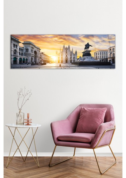 Gün Batımlı Sanatsal Şehir Manzarası Panoramik Cam Tablo, Darbelere Dayanıklı Kırılmaz Cam Hediyelik fiyatları
