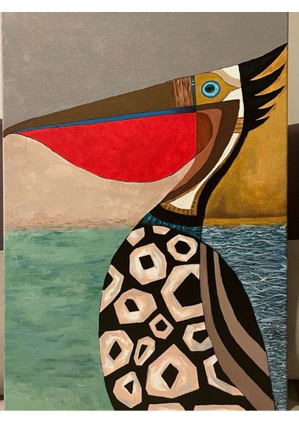 Drom Dokuma Taban Makinede Yıkanabilen Kilim Kaymaz Şönil Halı Modern Pelikan Figürlü