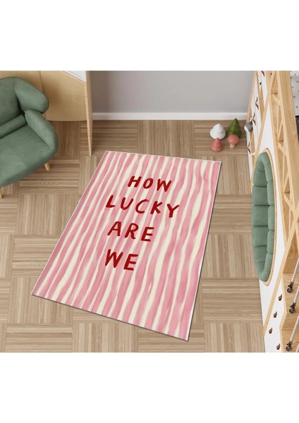 Drom Dokuma Taban Makinede Yıkanabilen Kilim Kaymaz Şönil Pembe Kırmızı Yazılı Modern Halı fiyatları