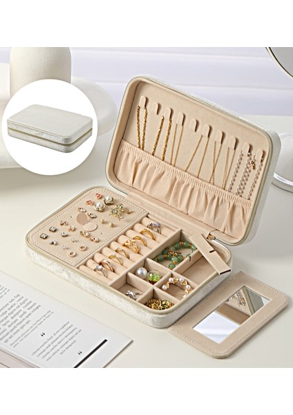 Gmn-2 Lüx Kadife Mücevher Takı Kutusu - Yüzük Küpe Altın Kolye Takı Organizeri / Aynalı