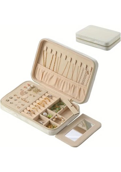 Gmn-2 Lüx Kadife Mücevher Takı Kutusu - Yüzük Küpe Altın Kolye Takı Organizeri / Aynalı modelleri