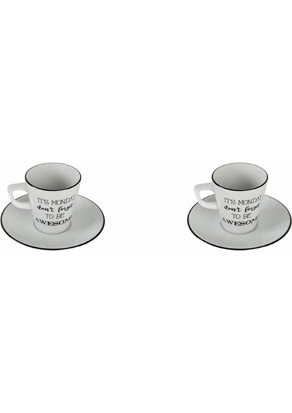 Porland Be Happy 2'li Tabaklı Kahve Fincanı 95cc