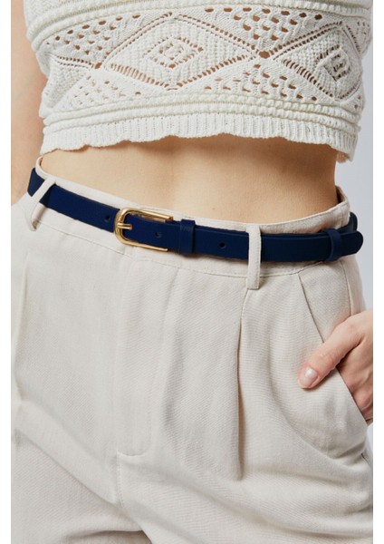 %100 Hakiki Deri Şık Sarı Tokalı Kadın Kemeri Lacivert fiyatları