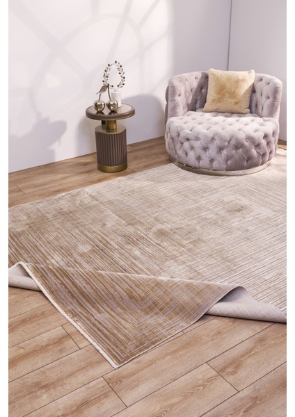 Prashanthi Modern Gold Viskon Dikdörtgen Modern Desenli Akrilik Hav Vermeyen Leke Tutmayan Kolay Temizlenen Yumuşak Makine Salon Yolluk Mutfak Halı fırsatları