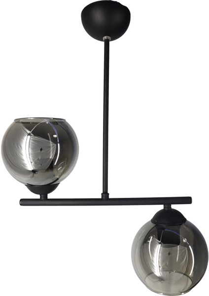 Patya Siyah 2'li Füme Camlı Avize | Kaliteli Modern Metal Avize modelleri