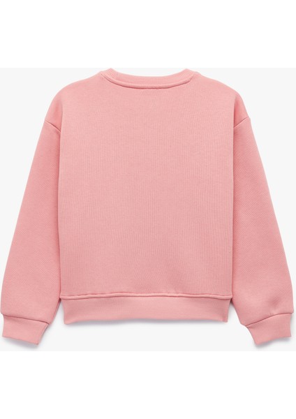 Uzun Kollu Bisiklet Yaka Şardonlu Kedi Baskılı Sweatshirt fiyatları