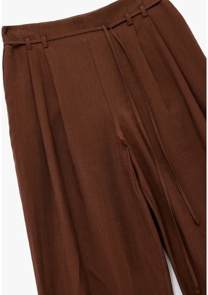 Modal Kumaş Cepli Beli Bağcıklı Geniş Paça Palazzo Pantolon modelleri