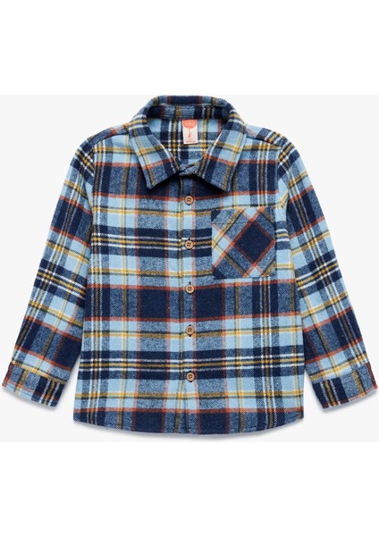 Uzun Kollu Cep Detaylı Kareli Oduncu Gömleği