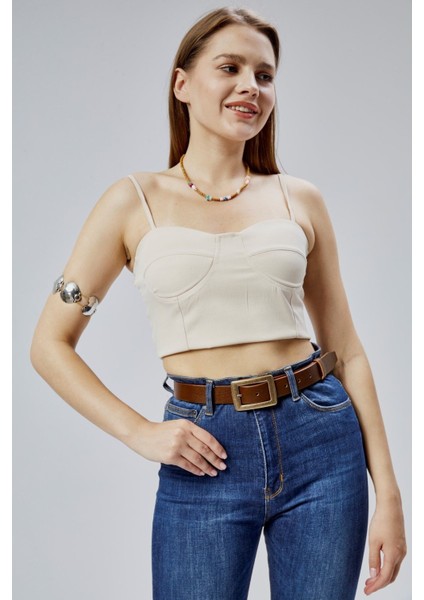 %100 Hakiki Deri Antik Sarı Tokalı Kadın Kemeri 3cm