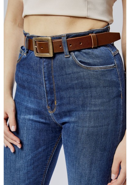 %100 Hakiki Deri Antik Sarı Tokalı Kadın Kemeri 3cm fırsatları