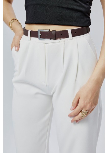 %100 Hakiki Deri Klasik Şık Kadın Kemeri 2,5 cm