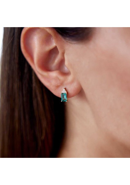 Yeşil Zümrüt Kesim Küpe