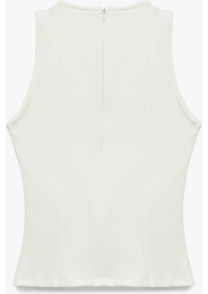 Slim Fit Bisiklet Yaka Kolsuz Peplum Bluz fiyatları
