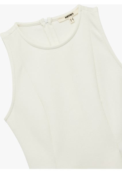 Slim Fit Bisiklet Yaka Kolsuz Peplum Bluz modelleri