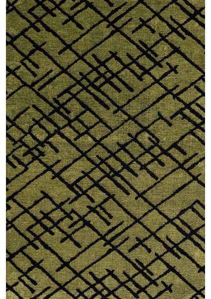 Geometrik Yeşil Pamuk Dikdörtgen Modern Desenli Pamuk Makinada Yıkanabilir Hav Toz Vermez Leke Tutmayan Kaymaz Taban Dijital Makine Baskı Salon Yolluk Mutfak Halı