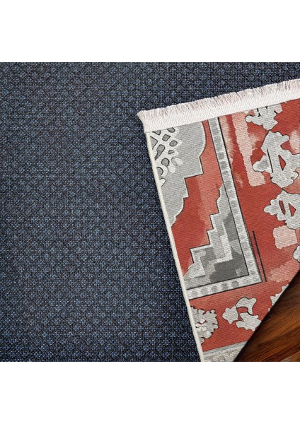 Çerçeveli Kırmızı Pamuk Dikdörtgen Modern Desenli Pamuk Makinada Yıkanabilir Hav Toz Vermez Leke Tutmayan Kaymaz Taban Dijital Makine Baskı Salon Yolluk Mutfak Halı indirimleri